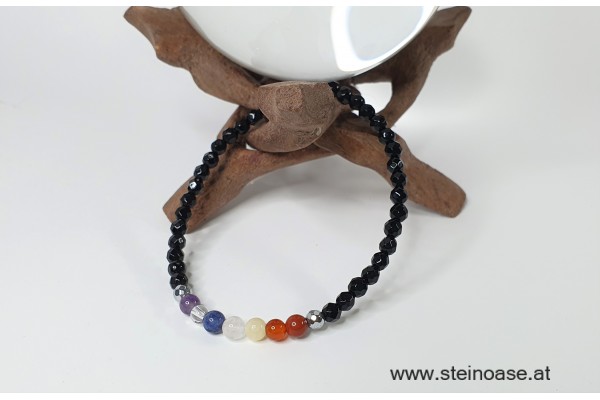 Armband Chakra & Onyx facet. 4mm